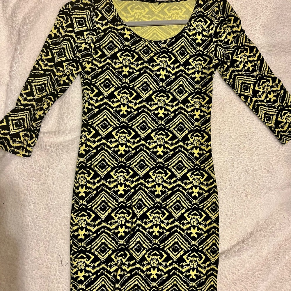 3/4 sleeve Tribal Bodycon dress mini